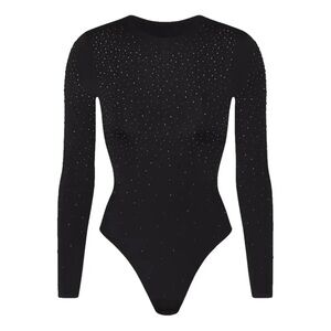 SWAROVSKI X SKIMS JELLY SHEER LONG SLEEVE CREW NECK BODYSUIT